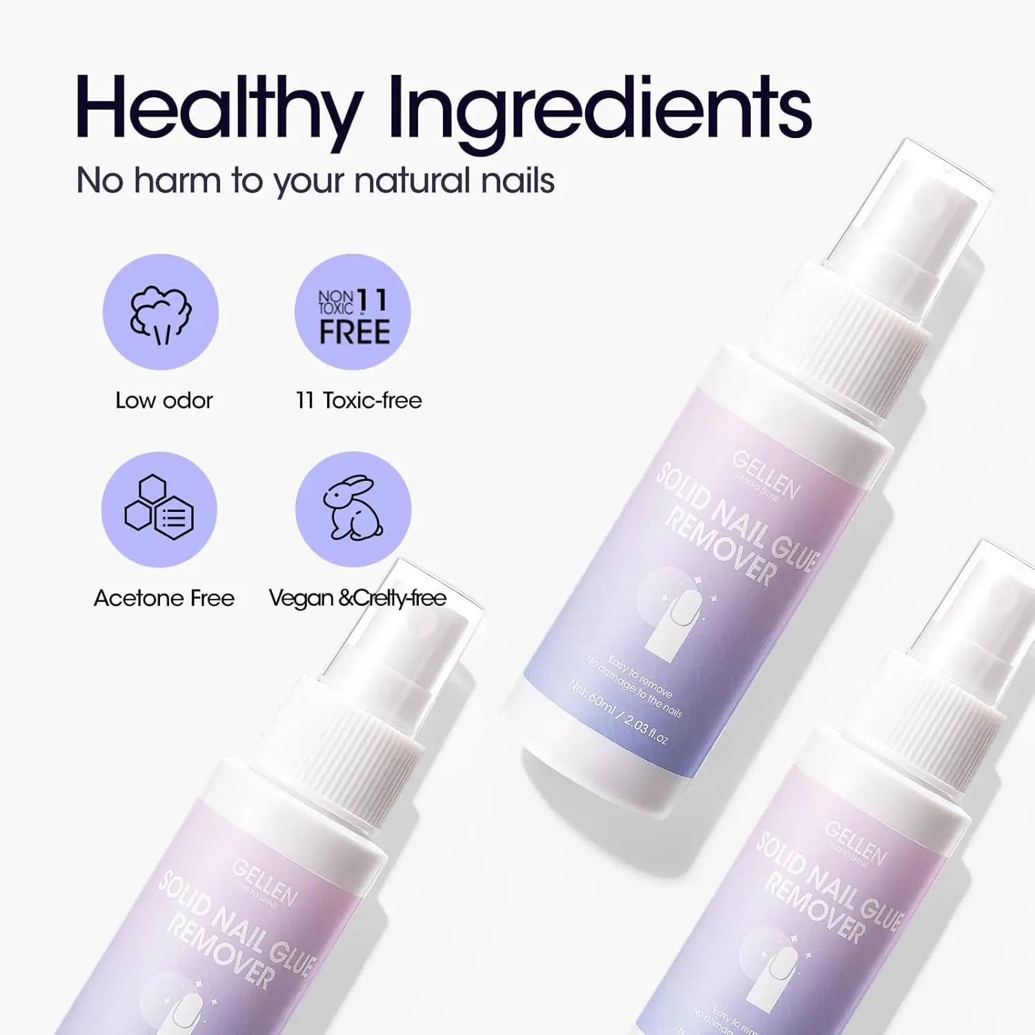 젤렌 60ml 네일 글루 리무버 키트 솔리드 젤 프레스온 네일 아크릴 가짜 팁 리무버 용품 건강 미용 폴리쉬