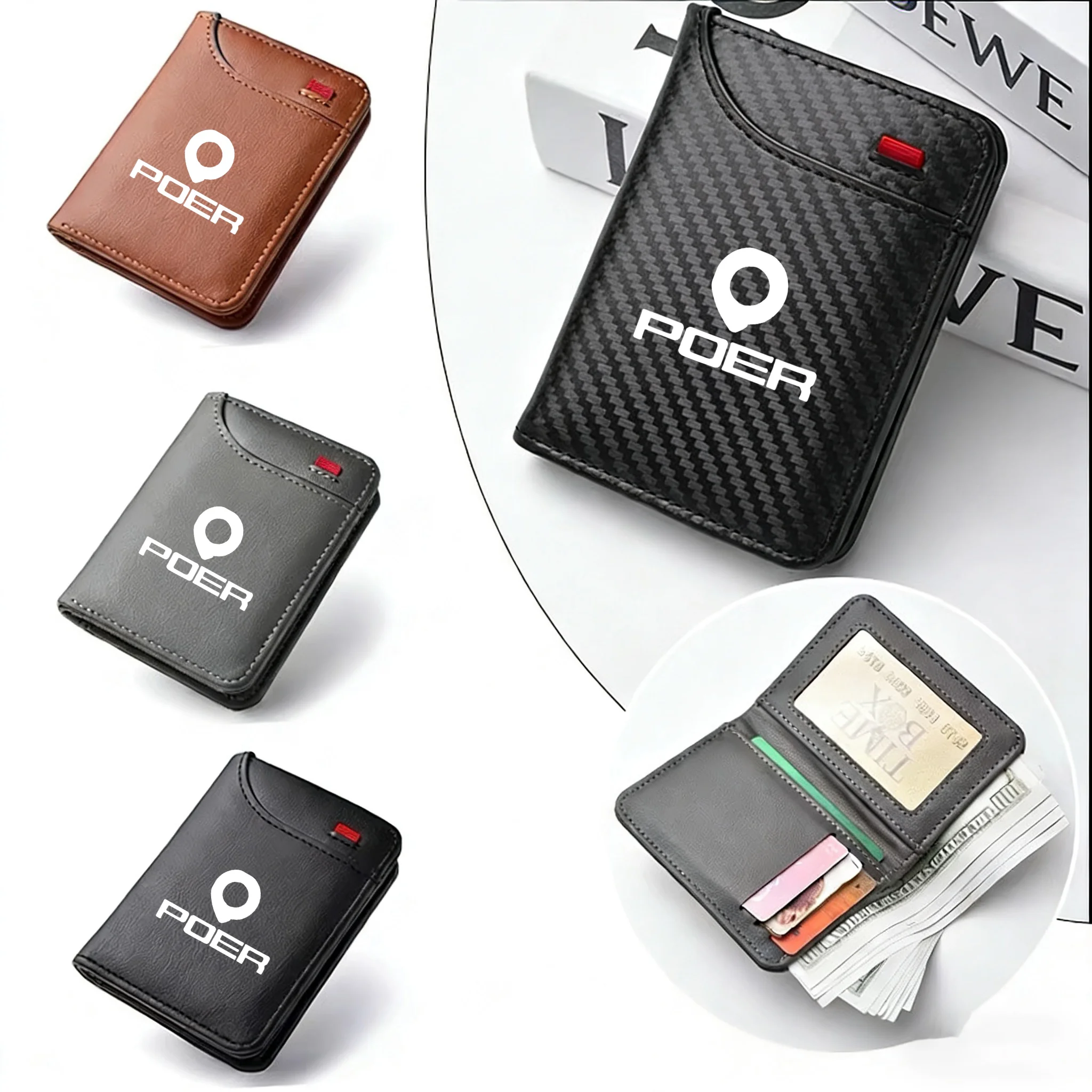 

Leather Ultra-thin Mini PU Carbon Fiber Credit Card Holder Men Wallets Men For Great Wall GWM Poer P11 P12 Cannon Ruman Sucan