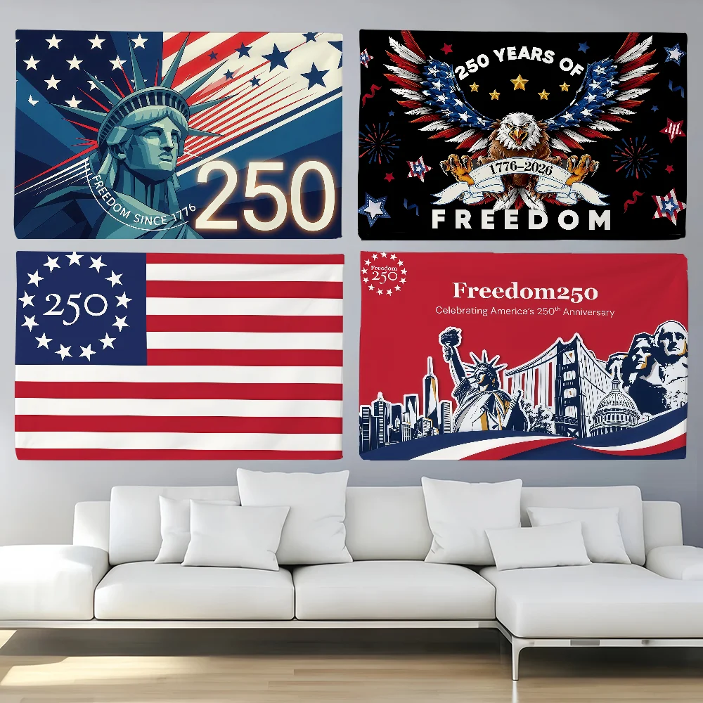 Freedom 250 America flag Custom Camping Garden Decor Party Backdrops Wall Art Family Gifts
