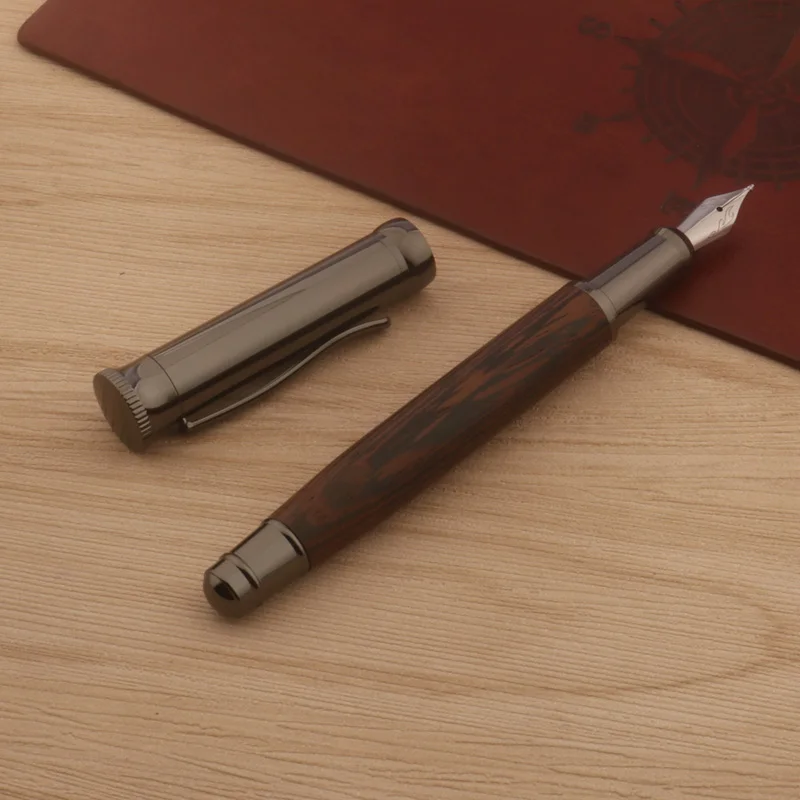 luxury Naginata Fountain Pen wood Wenge Gun Grey 1.5mm Stationery Office School Supplies ink pens