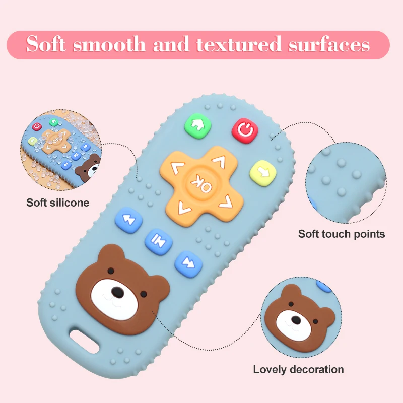 Baby Silicone Teething Toys Bear Silicone Remote Control Shape Teether Kids Sensory Educational Toy for Babies 0-12 Months Gifts