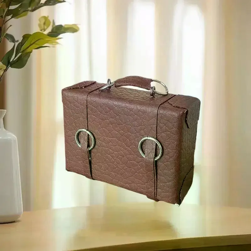 ملحق بيت الدمية - قطعة واحدة من حقيبة صندوق جلدية مصغرة، لعبة مجسمة لبيت الدمى الصغير بمقياس 1:12. #5