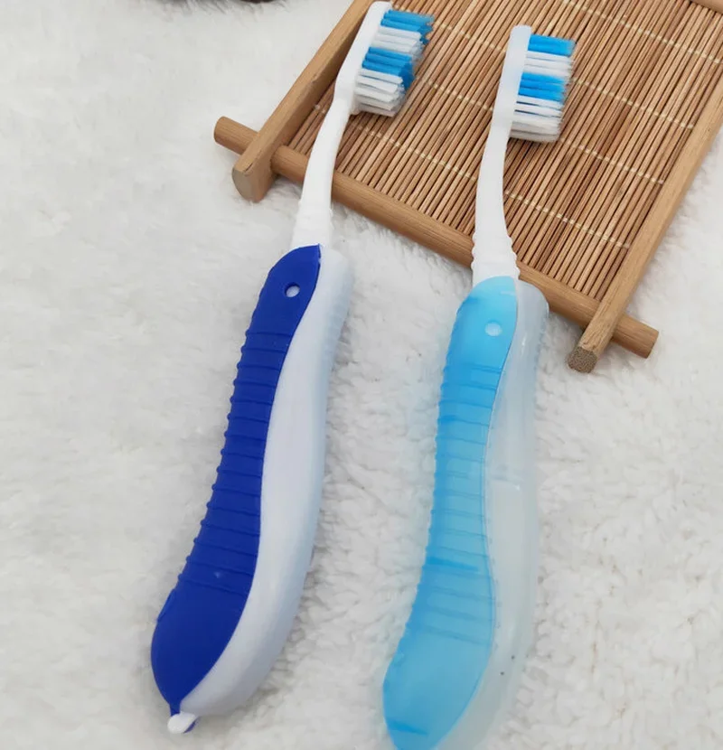 Hotel Disposable Folding Toothbrush, Business Trip, Portable Soft-Bristled Three-Fold Seahorse Toothbrush, Compact and Convenien