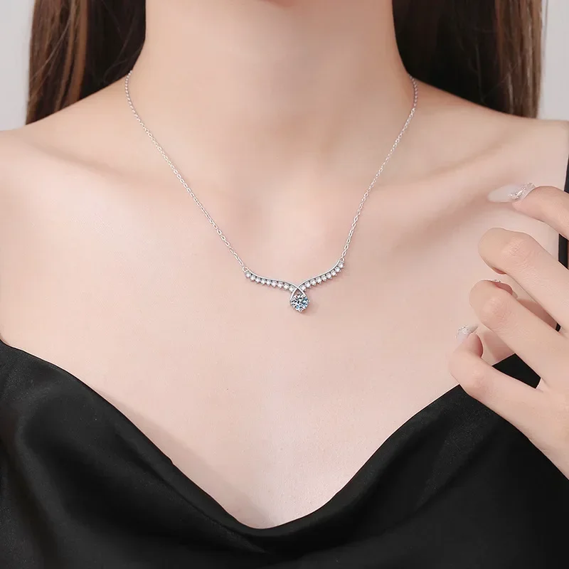 Angel Wings Moissanite Diamond Pendant Necklace for Women 925 Sterling Silver Jewelry Fine Women's Moissanite Necklace Chain image 4