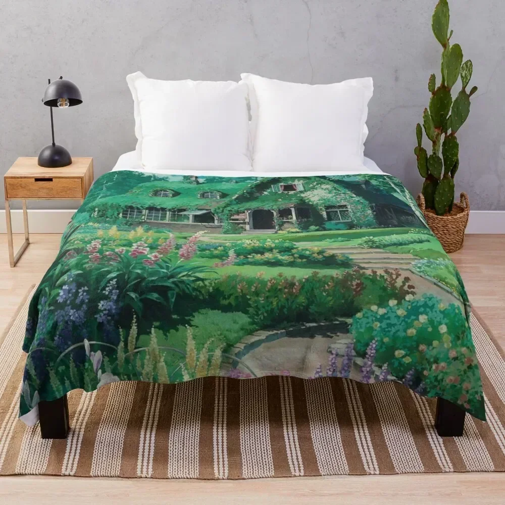 

Anime Movie House with flowers Scenery Throw Blanket Warm Accent Blanket for Living Room Decoration