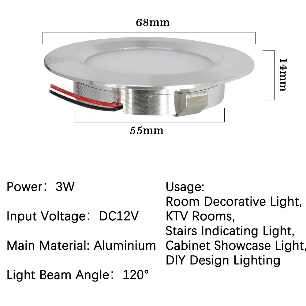 Imagem -04 - Recessed Indoor Spot Downlight dc 12v 3w rv Jantar Carro ao ar Livre Acampamento Casa Corredor Sala Iluminação Decorativa