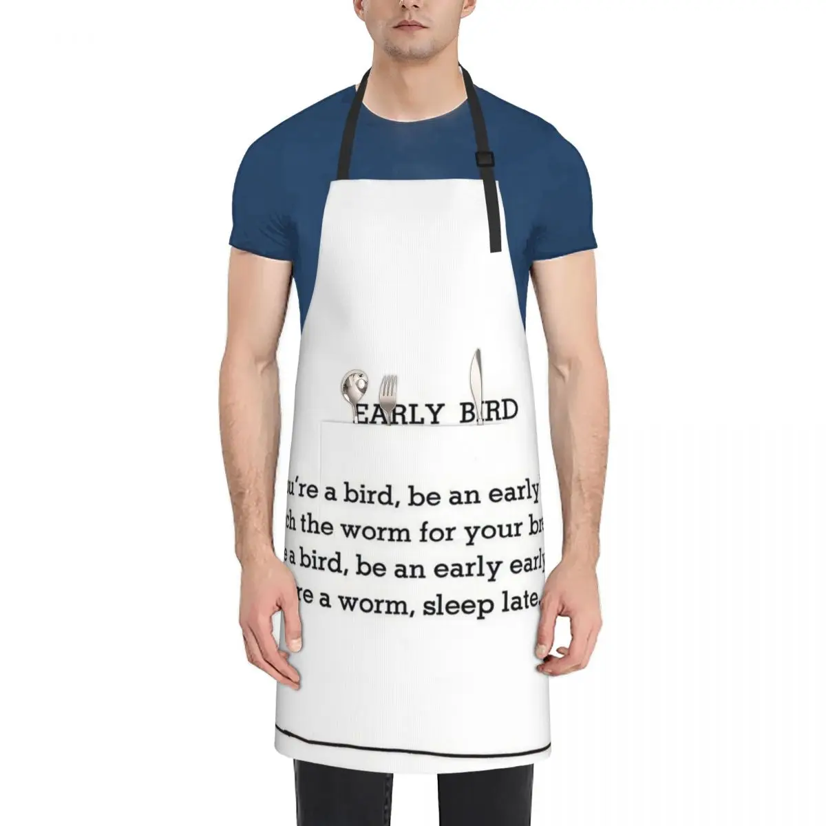 

Whimsical Poetry Illustrations Waterproof Kitchen Apron For Women/Men With Pockets Work Restaurant Shop Waiter Work Uniform