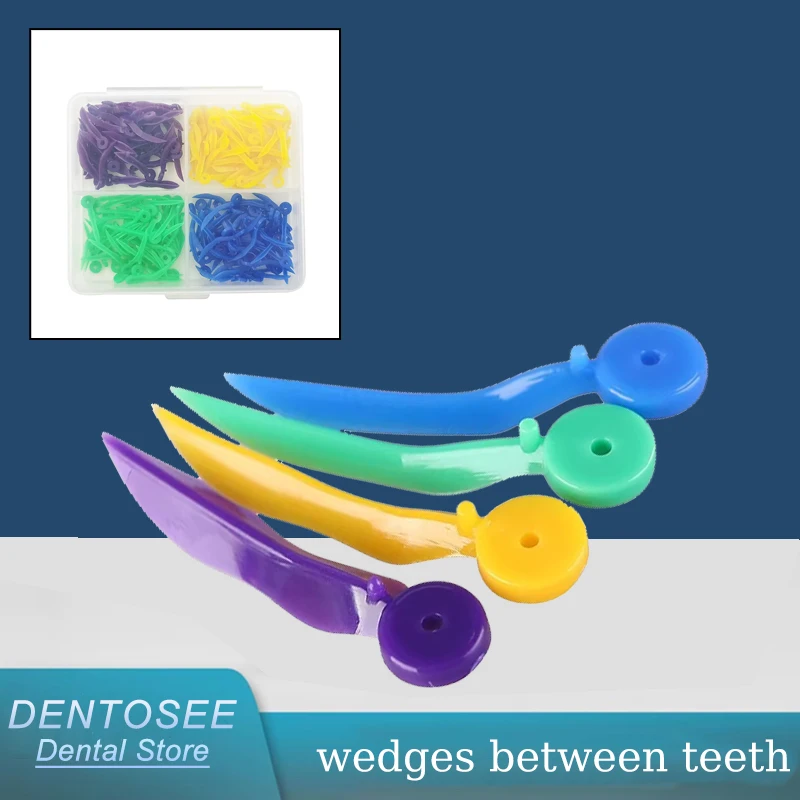 

200Pcs/Box Dental Plastic Wedge 4 Sizes, Disposable Teeth Wedge Oral Care Accessories with End Circular Hole