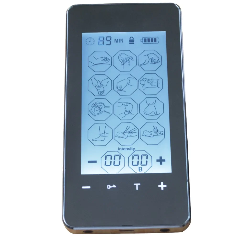 12Modes 2 Channel Touch Screen Smart Body Massager TENS/EMS Unit Electrotherapy Machine Electronic Pulse Device