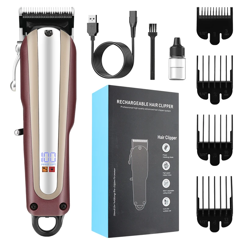 Resuxi 722B Cordless Hair Trimmer 2000mAh Hair Cutting screen display Electric Barber Hair Clippers for Men Professional