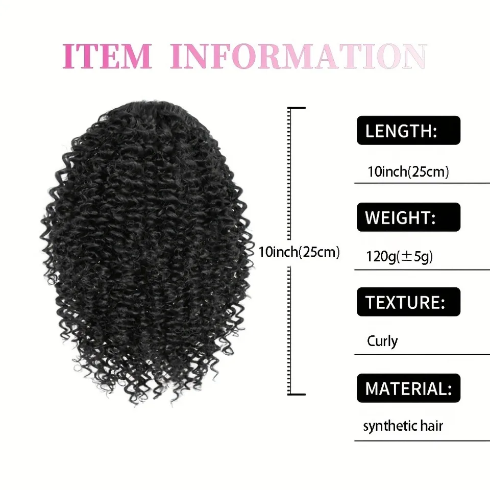 Extensión de cola de caballo sintética corta y elegante de 10 pulgadas para mujer, diseño esponjoso con cordón, sintético de alta temperatura 3