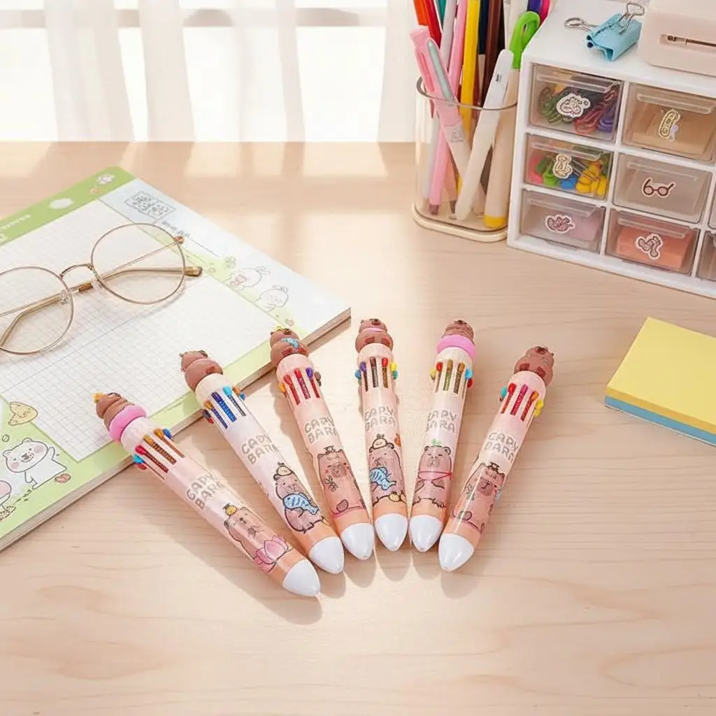 

Новинка Capybara, разноцветная ручка 10 в 1, детские сувениры для вечеринок! Набор выдвижных шариковых ручек с плавным письмом и быстросохнущими чернилами в подарок