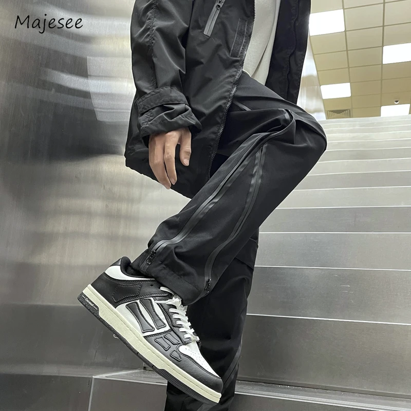 Cargo Pants Men Streetwear Advanced Popular American Style Teenagers Zipper Solid Vitality Spring Autumn Mopping Trousers Cozy