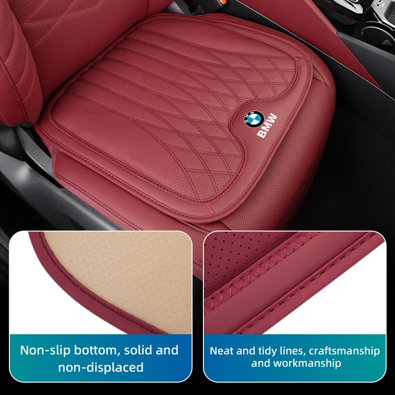 Car Seat Cover Leather Auto Seat Pad Driving Cushion Anti-Slip Mat For BMW X1 X2 X3 X4 X5 X6 X7 F31 F48 F01 E46 F10 E39 F34 F87