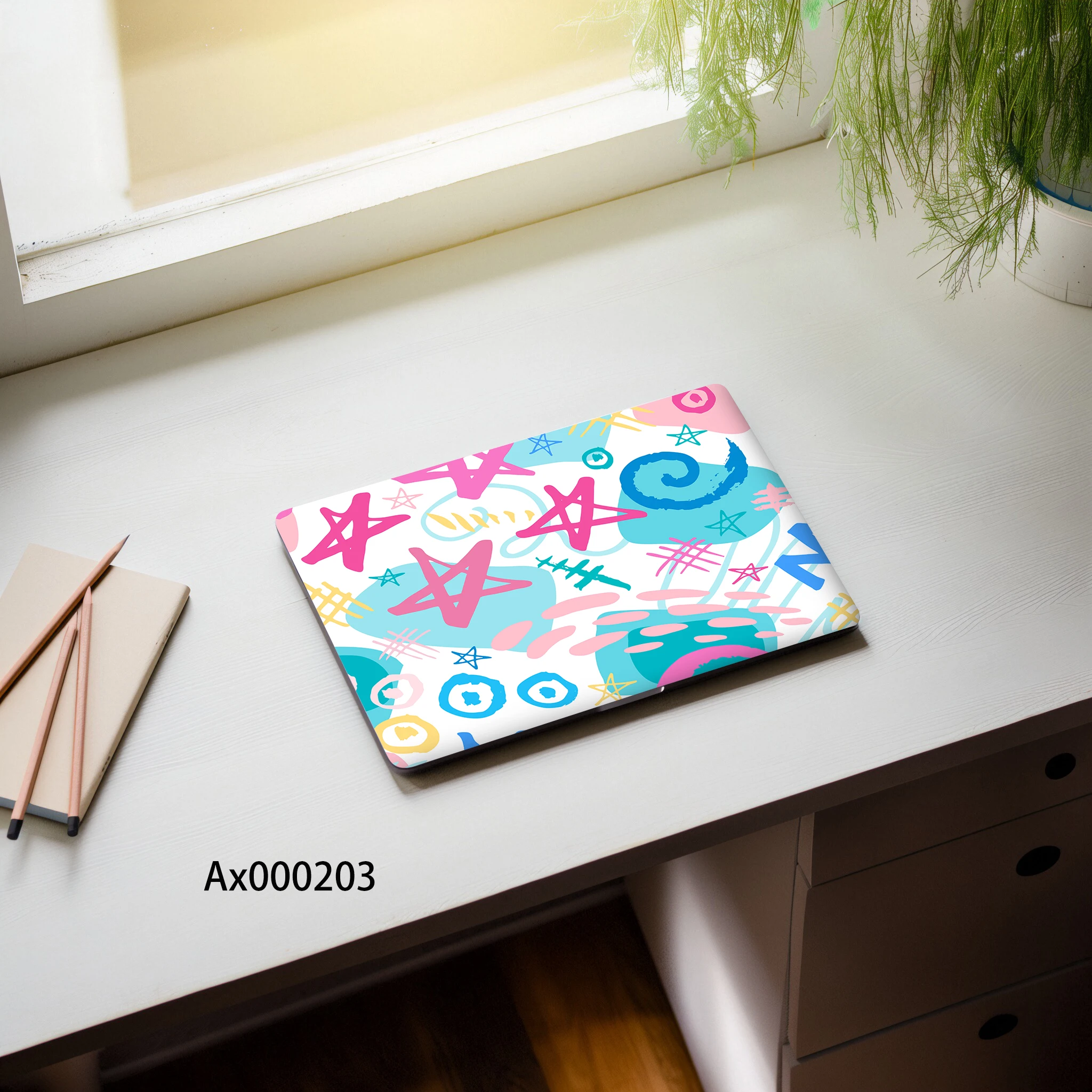 2 قطعة 15.07*10.82 بوصة الملونة الكتابة على الجدران ملصقات الكمبيوتر المحمول مجردة هندسية ذاتية اللصق المضادة للخدش لوازم ديكور الكمبيوتر المحمول #4