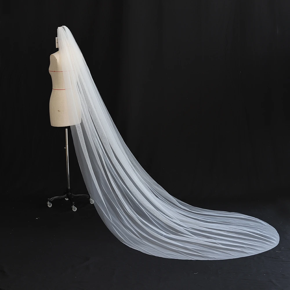 Elegant Cut Edge One-layer Bridal Veil with Comb for Bride Wedding Headpiece customized