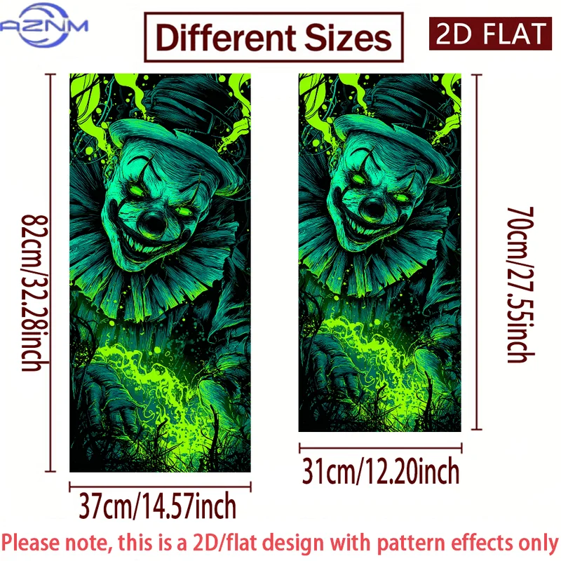 A 2D Flat Sticker Featuring a Frightening Clown, Perfect for Decorating Trash Cans Or Walls with a Halloween Horror Theme. Thi