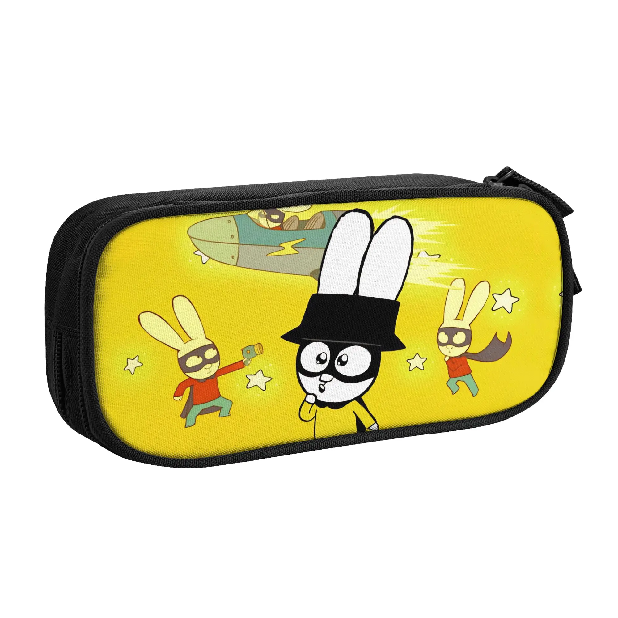 Simons Super Rabbit Cute Cartoon  Pencil Case Classic  Bunny  Pen Bag Girls Boys Big Capacity Office Zipper Pencilcases