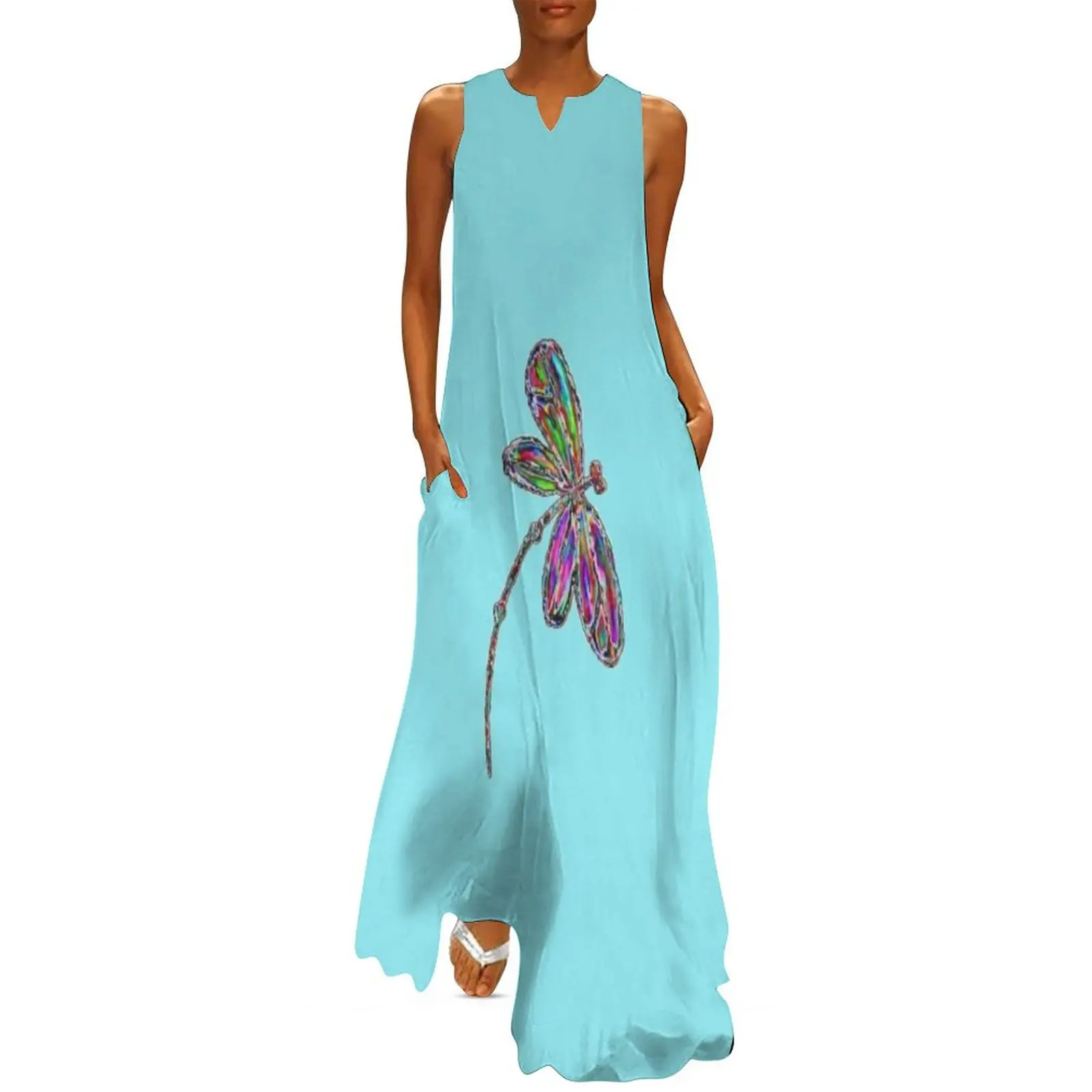 

Neon Dragonfly - Turquoise Long Dress Clothing female long dress women summer sensual sexy dress for women