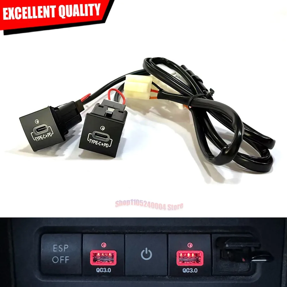 QC3.0 PD USB Charging Outlet Power Adapter Quick Car Charger Socket 12V 24V For VW Golf 6 Jetta 5 MK5 Scirocco 2006-2012