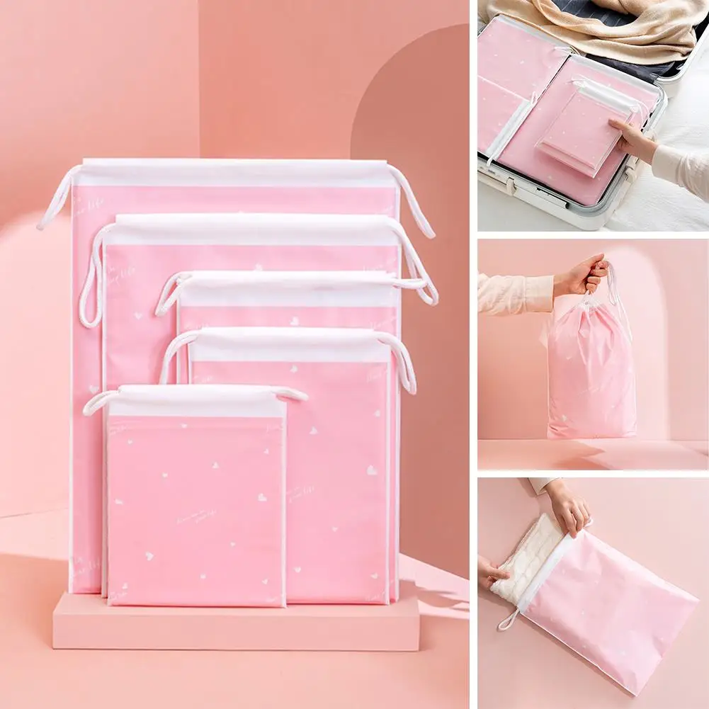 Borsa portaoggetti ecologica con coulisse da viaggio portatile 1PC per articoli vari Borsa per trucco da viaggio Borsa portaoggetti in plastica trasparente impermeabile