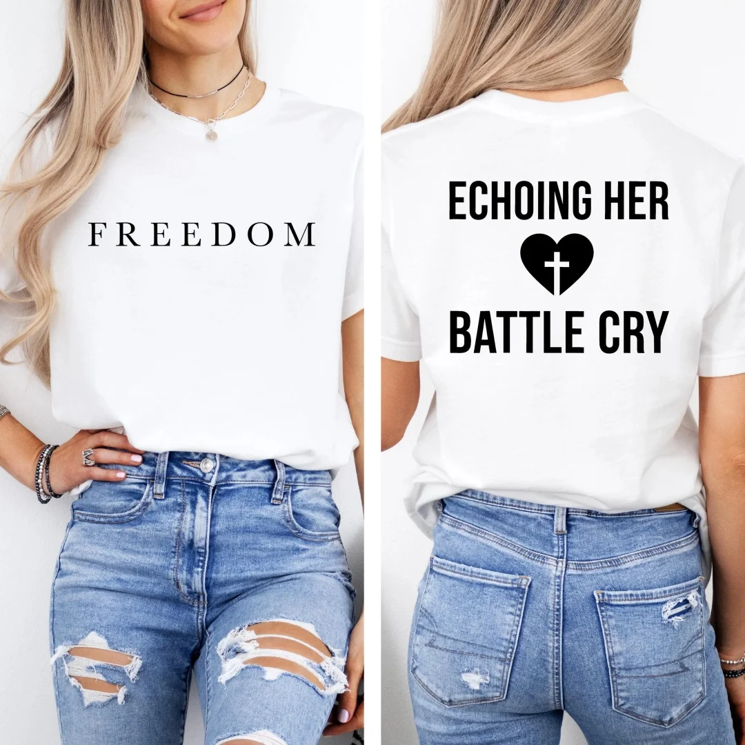 Inspiration femme haut Empowerment Empowerment T-shirt femme haut inspirant chemise neutre bataille cri Erika Kirk chemise