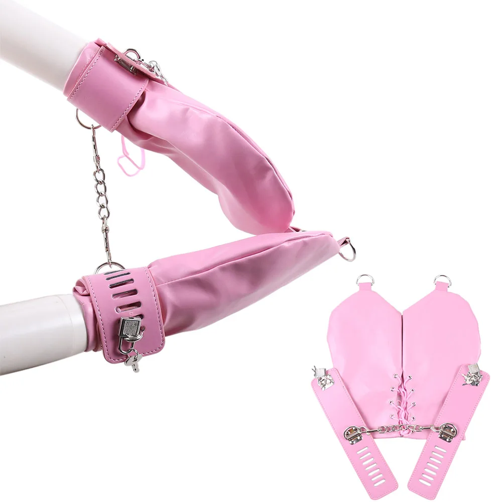 Bdsm Handcuffs Wrist Hand Cuffs Mitts Gloves With Padlock Mittens Costumes Bondage Cosplay Adult Accessories Sex Toys