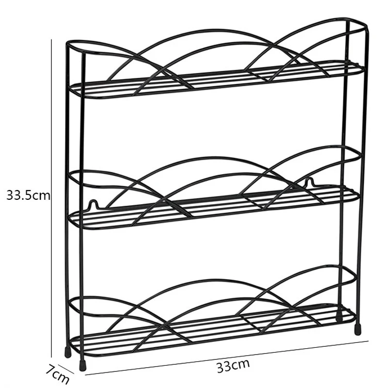 Countertop Spice Racks Organizer Cabinets Wall Mount Seasoning Organizer 3-Tier Storage Shelf For Kitchen Cupboard Rubber Feet