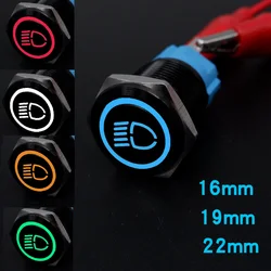 Custom Metal Push Button Switch 16mm 19mm 22mm Black Laser Luminous Waterproof Momentary Latching 12V 24V Motorcycle Car Switch