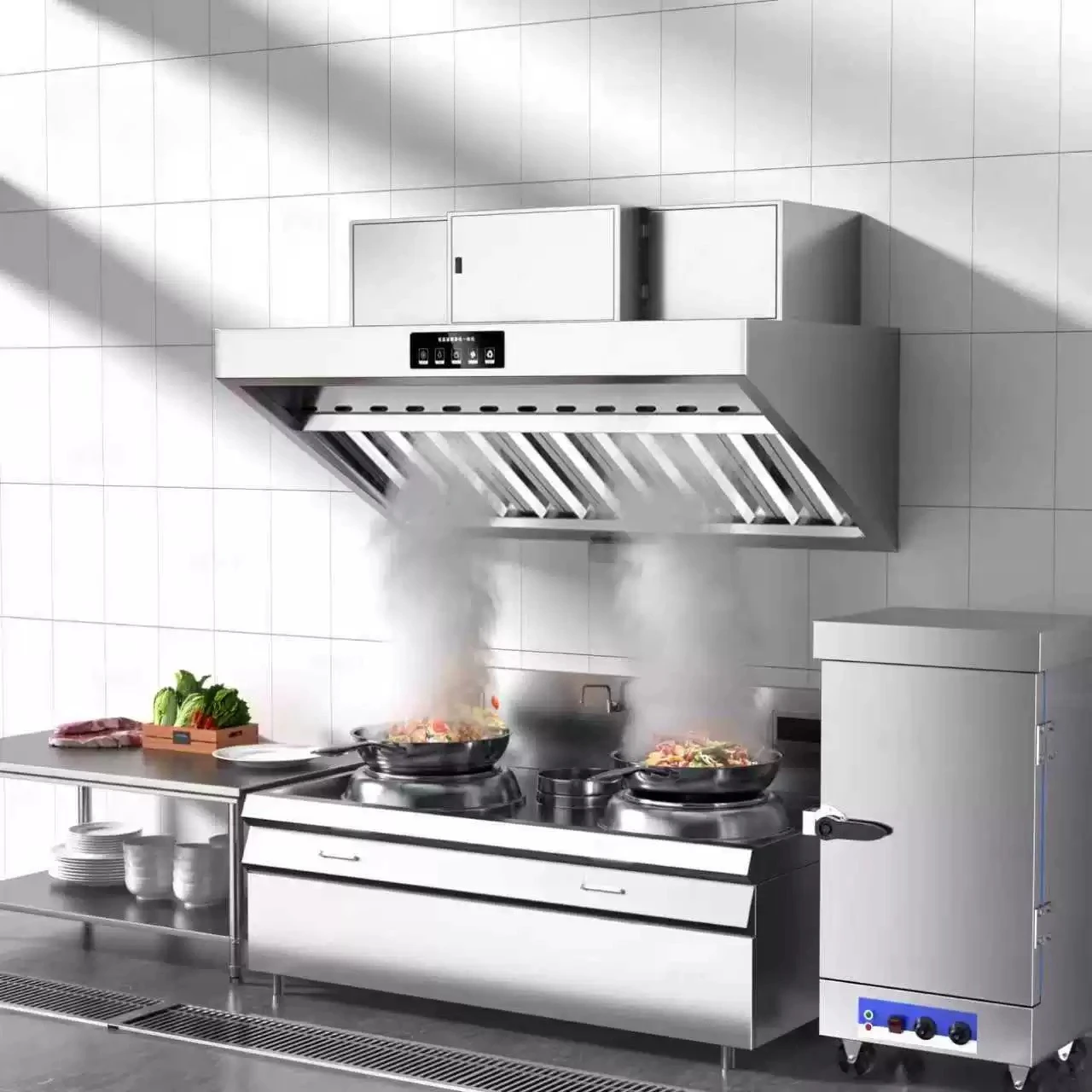 Commercial Catering Range Hood Purification All‑in‑One Unit, Large Suction Low‑Altitude Kitchen Purifier for Restaurant