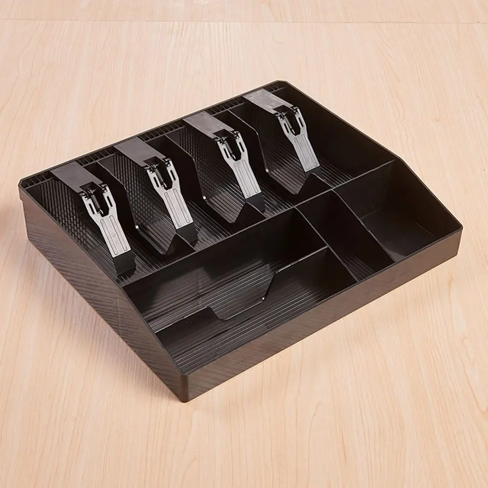 Caja de cajero multirejillas con Clip de plástico, cajón multifuncional, bandeja para efectivo, compartimentos de plástico ABS para almacenamiento de dinero