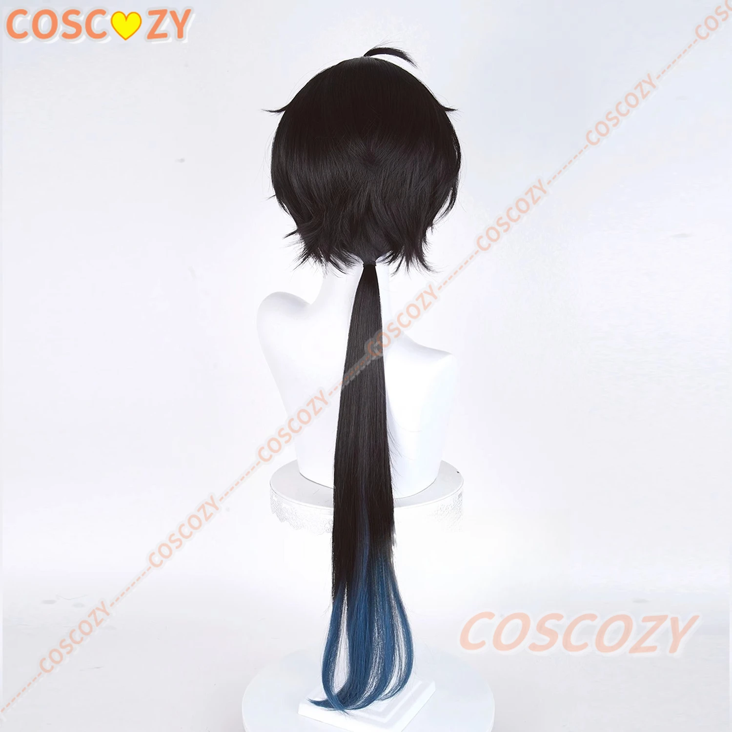 Honkai Star Rail Dan Heng Permansor Terrae Cosplay peluca negro azul pelo largo Amphoro Festival fiesta de Halloween para mujeres y hombres
