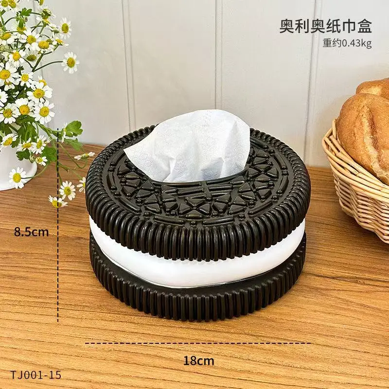 Caja de pañuelos para el hogar de cartón Oreo Simple y creativa, adornos, almacenamiento de línea de datos, lindo.