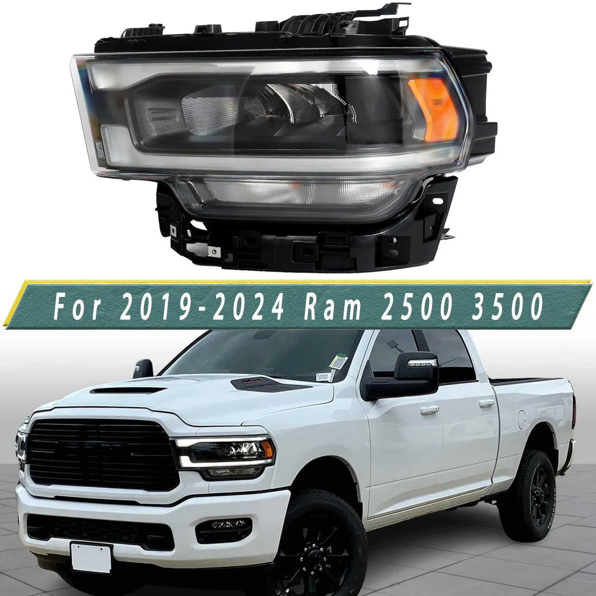 أضواء السيارة ل Ram 2500 3500 الحافة السوداء LED مع DRL المصباح سائق والركاب 2019 2020 2021 2022 2023 2024 كشافات