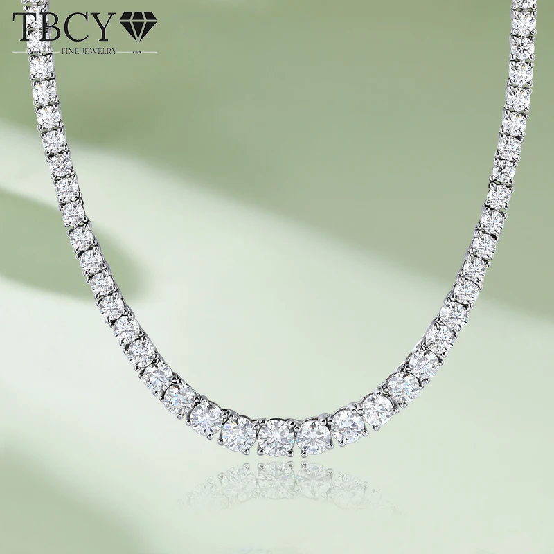 TBCYD Moissanite Tennis Necklace For Women GRA Certified S925 Sterling Silver Diamonds Neck Chain Wedding Party Luxury Jewelry