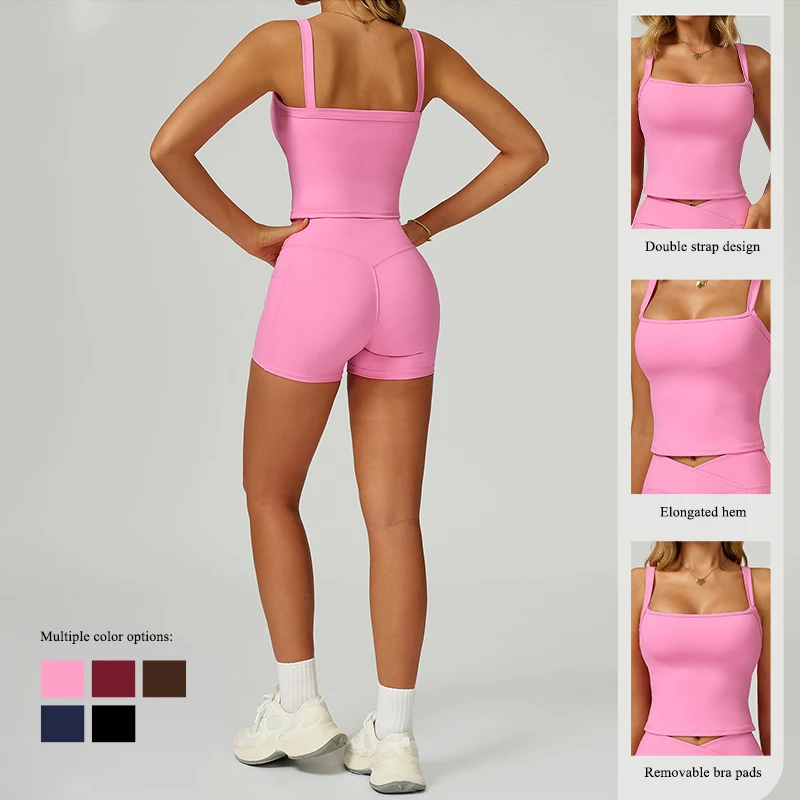 Ctenkevet New Women Summer Gym Two-Piece Set 2Pcs Pilates Training Vest Yoga Set Female Flared Pants Suit Sport Outfit For Woman