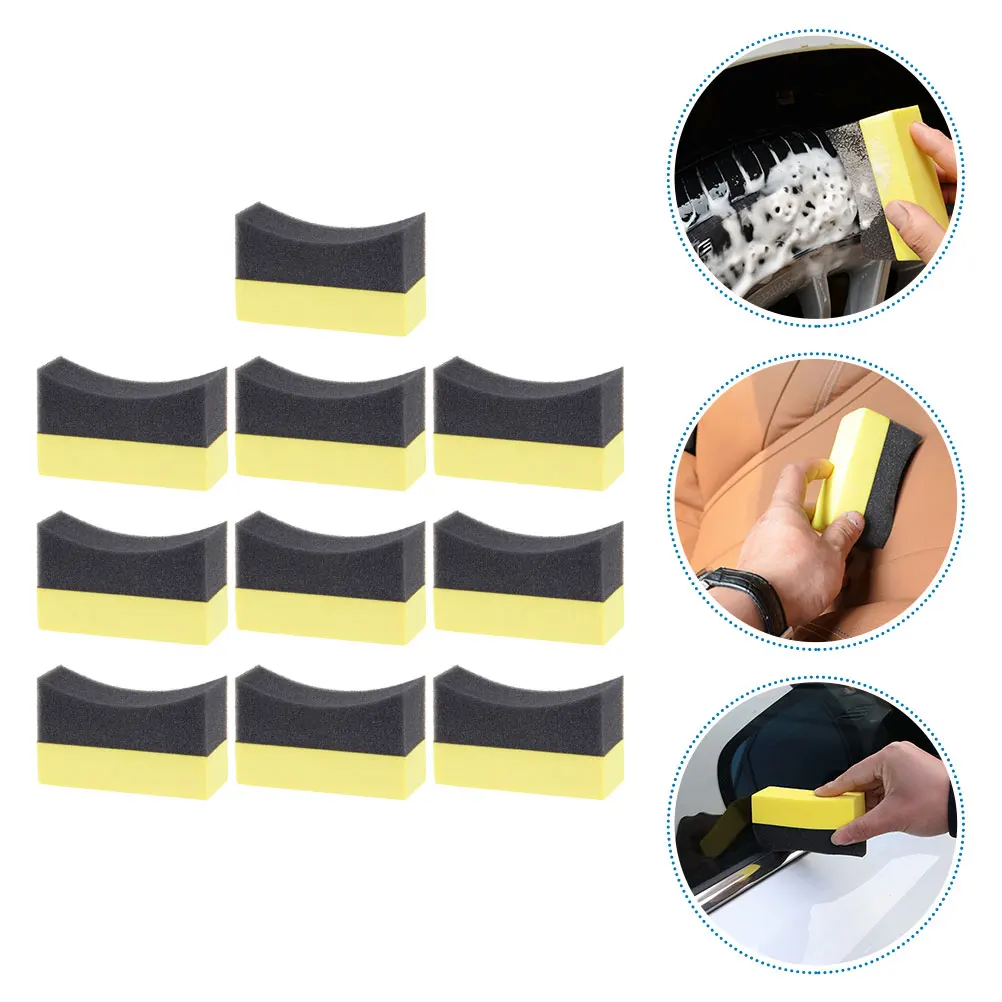 

10pcs Car Wash Sponge Tire Dressing Applicator Composite PE Soft Non Scratch Clean Quickly Wax Supplies
