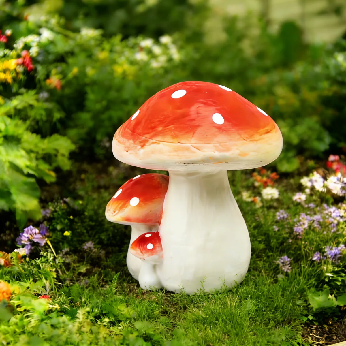 A Decorative Fake Mushroom Piece for Outdoor Gardens, Villas, And Lawns, Suitable for Cartoon-Themed Community Decorations And B