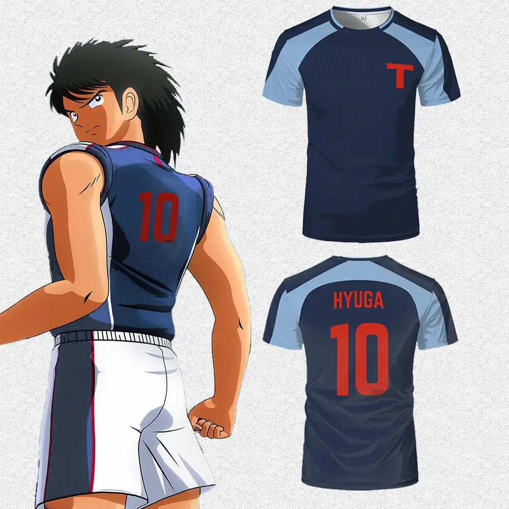 Popular Anime Captain Tsubasa TODO Football Uniform Hot Sale Hyuga Kojiro Cosplay Fashion Jersey Men's Casual Breathable Top