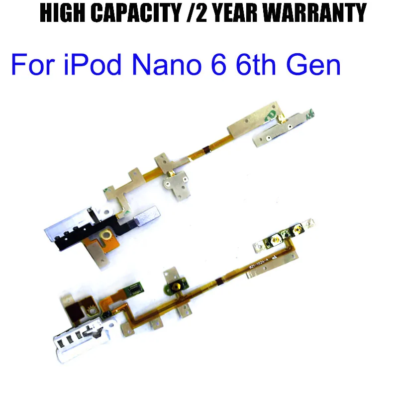 Blanco nuevo Cable flexible de botón de volumen de conector de Audio de alimentación para iPod Nano 6 de generación reemplazo blanco