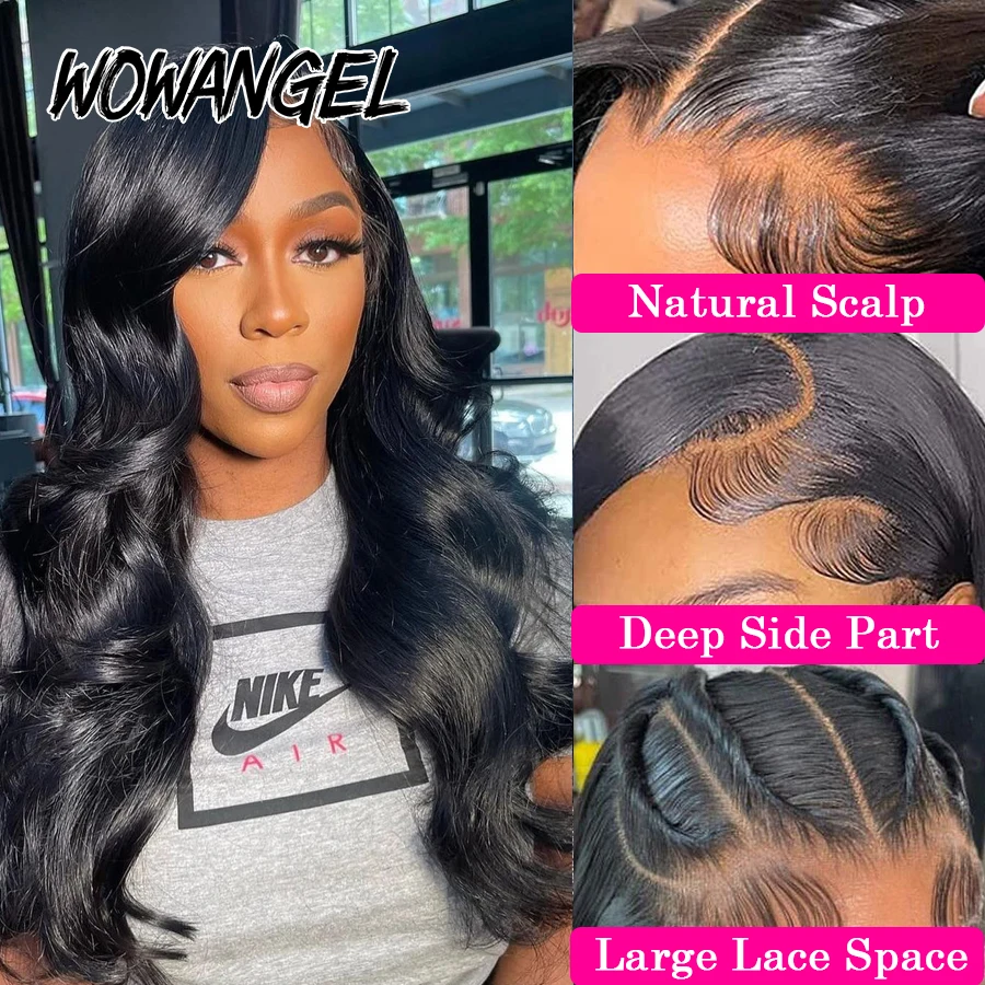 30 inch 13x6 HD Lace Frontal Wigs 250% Body Wave Wigs Human Hair Lace Frontal Wig Natural Scalp Deep Side Parting Brazilian Hair