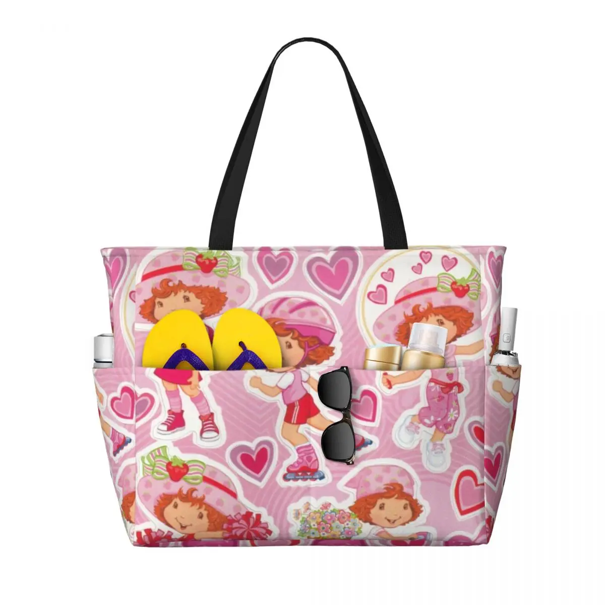 Strawberry-Shortcake Large travel bagWaterproof Tote Beach Bag Large Capacity Travel Shopping bags