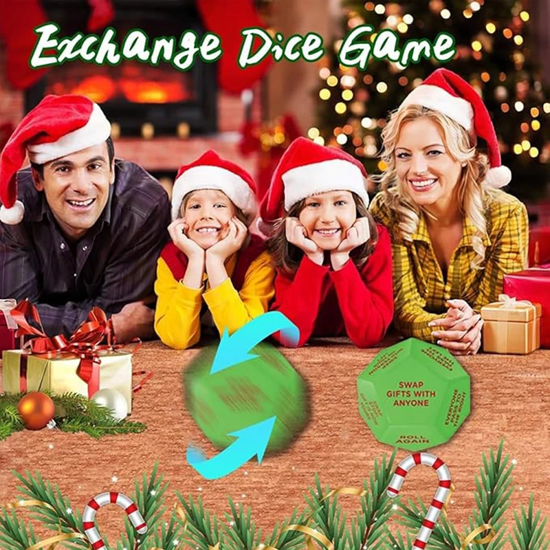 Santa Swap Gift Exchange Dice, 2025 New Christmas Dice Gift Exchange Game, 12 Different Sides - 3 * 3 * 3In 1/2PCS