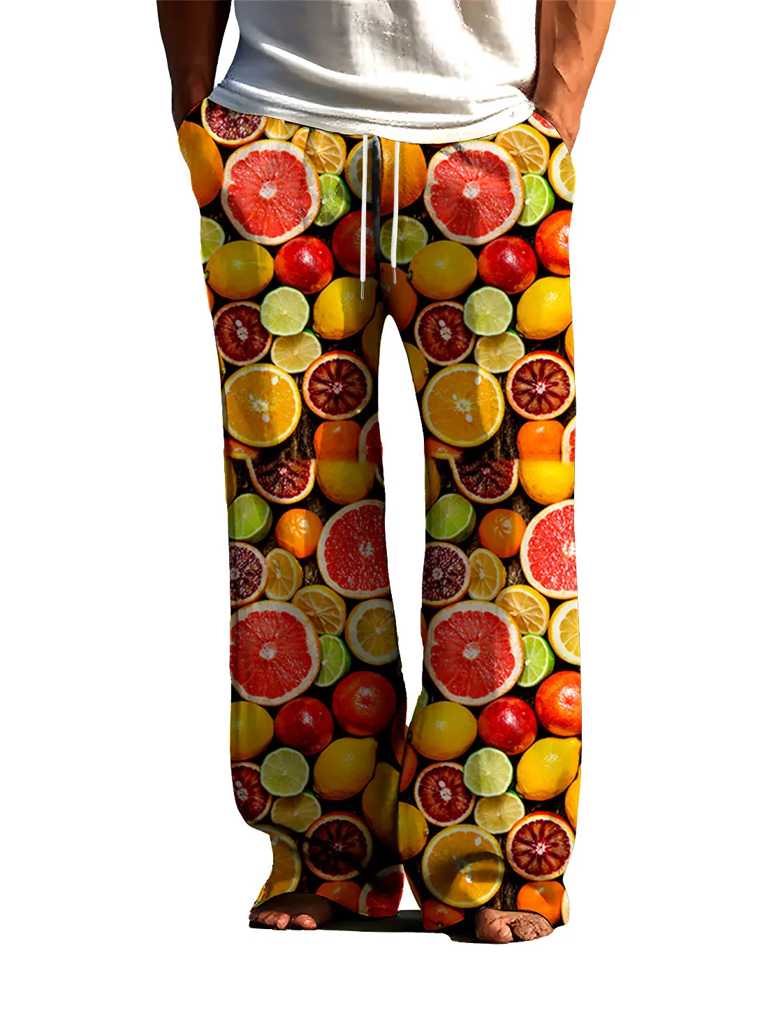 

Men's Lemon Sour and Sour Sleep Pants Summer Air Conditioning Pants Skin friendly Quick drying 3D Full Print Loose Pants
