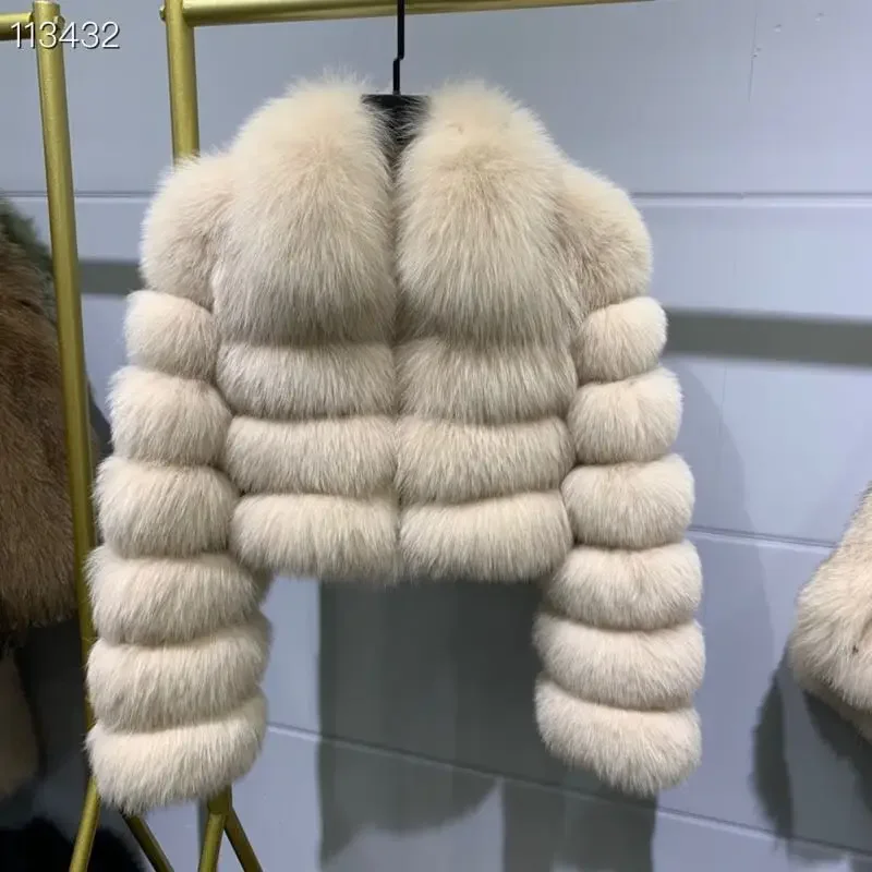 Factory Directly Fox Fur Coat parka Luxury Fluffy Real Fox Fur Jacket Winter Real Fox Fur Coat Women's