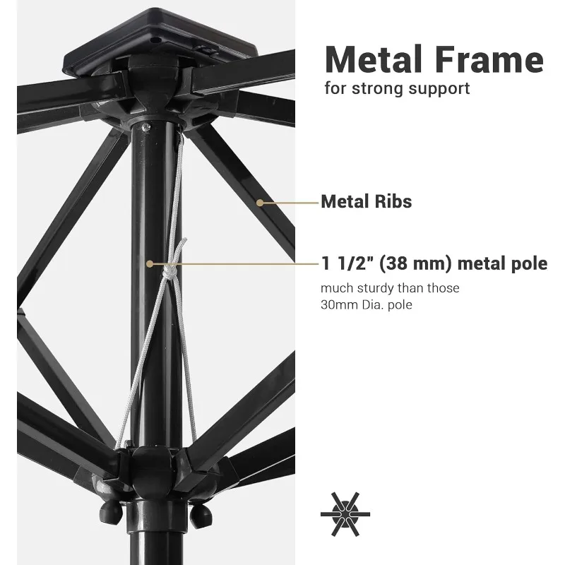 Yescom 10x6.5ft في الهواء الطلق مستطيل تعمل بالطاقة الشمسية LED مظلة فناء مضاءة مع كرنك إمالة لطاولة السوق شاطئ بركة