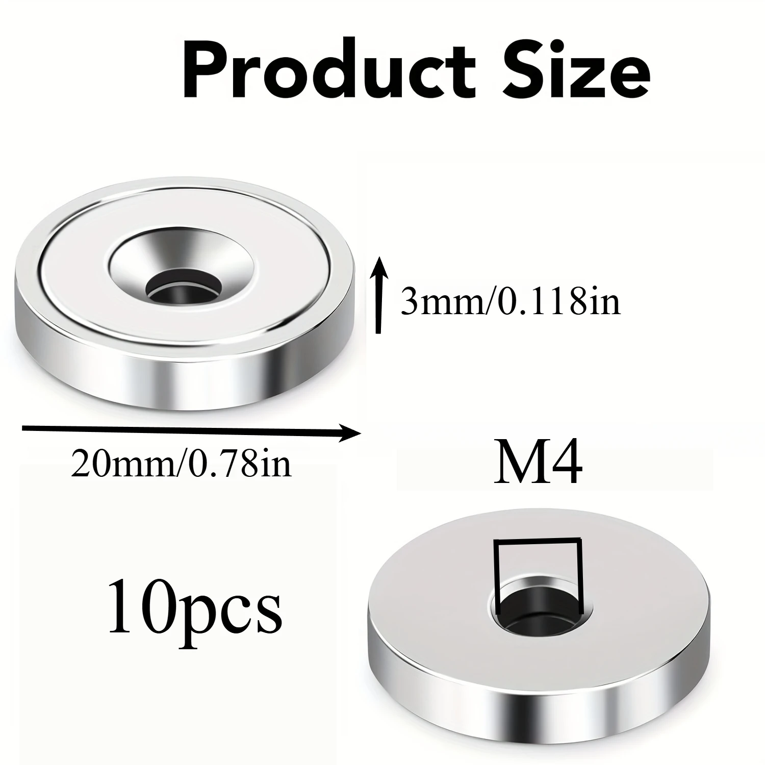 10x5/12x5/15x3/20x3mm Senkmagnete in verschiedenen Ausführungen, geeignet für Labore, Lautsprecher, Türen und Fenster – Detail 6