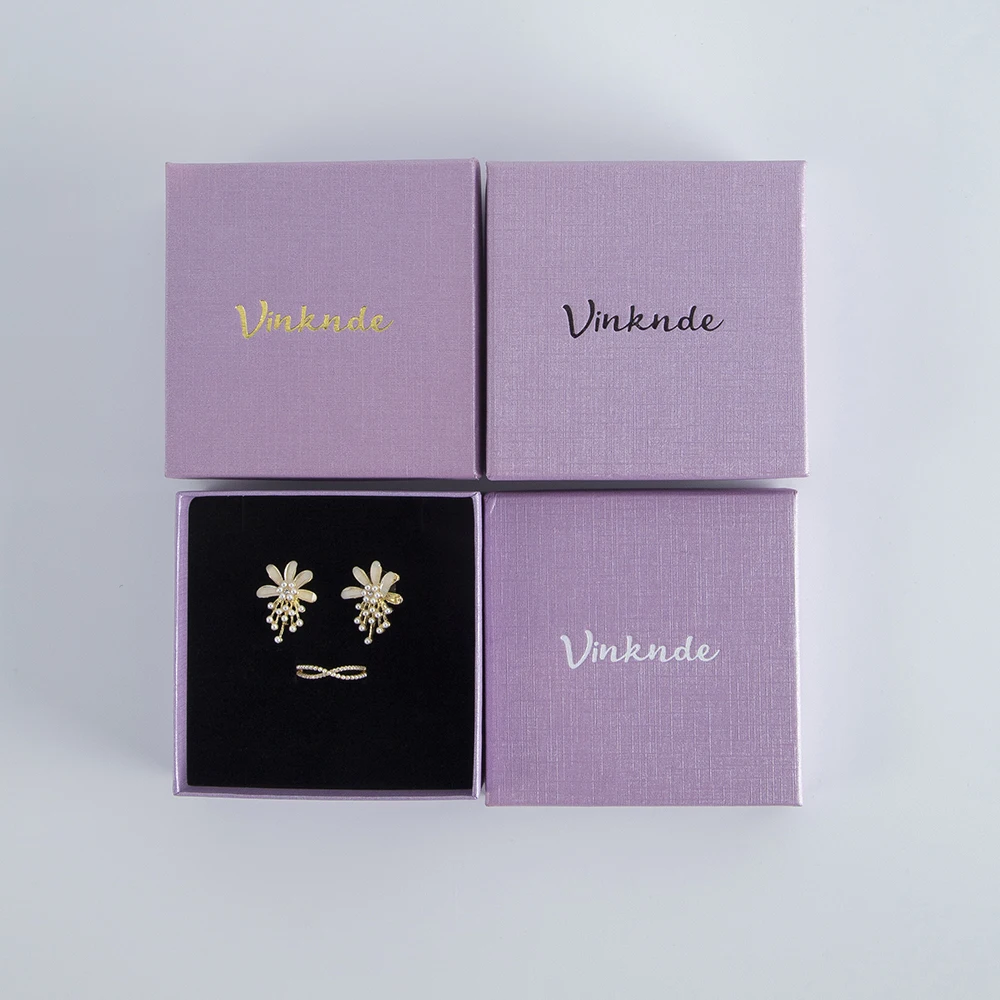 50Pcs Custom Logo Jewelry Cardboard Boxes for Packaging Decorative Necklace Earrings Pendants Bracelets Rings Wedding Gift Box