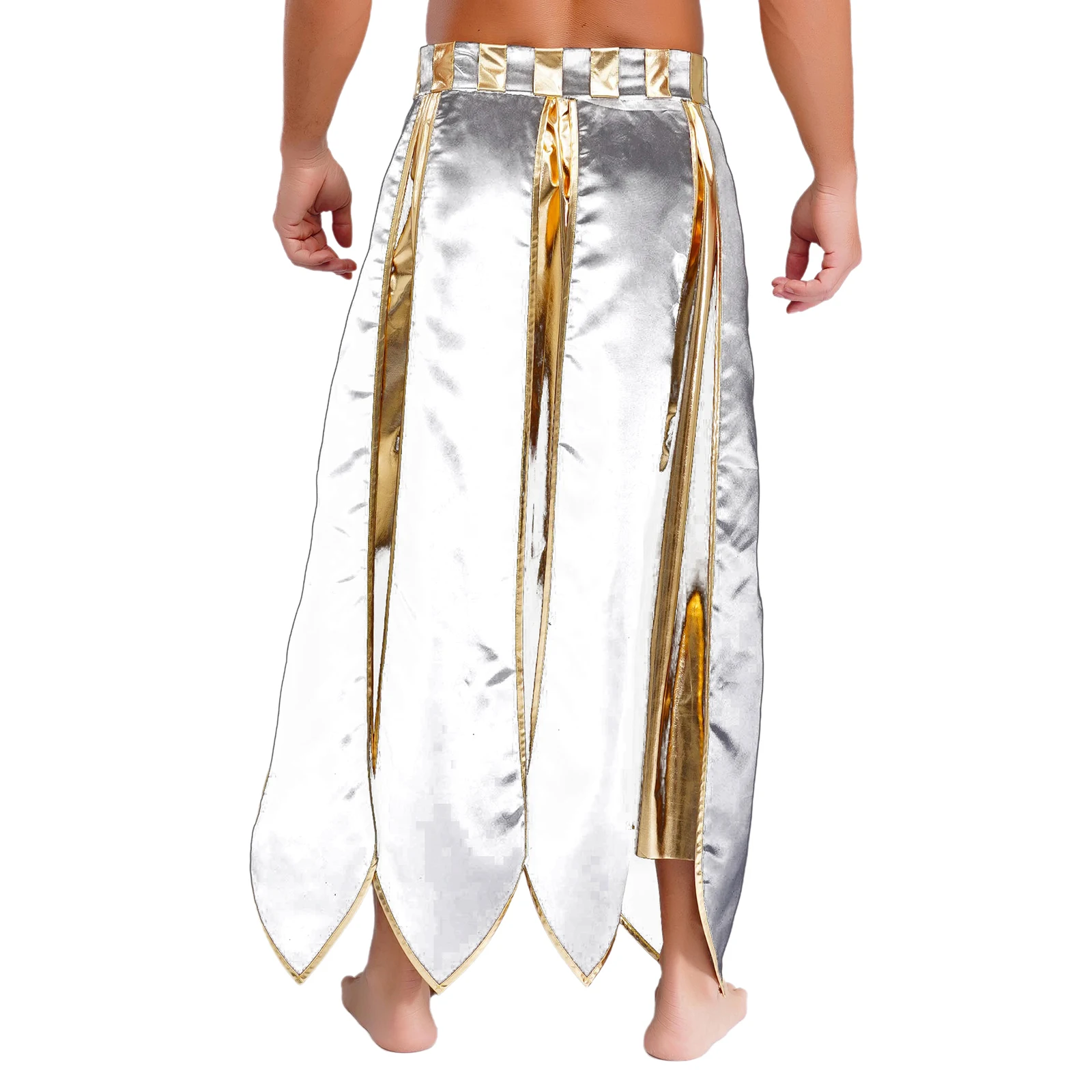 تنورة بحزام مصري للرجال لامعة معدنية اللون بحزام متباين زي الفرعون المصري القديم زي أداء لعب الأدوار #2