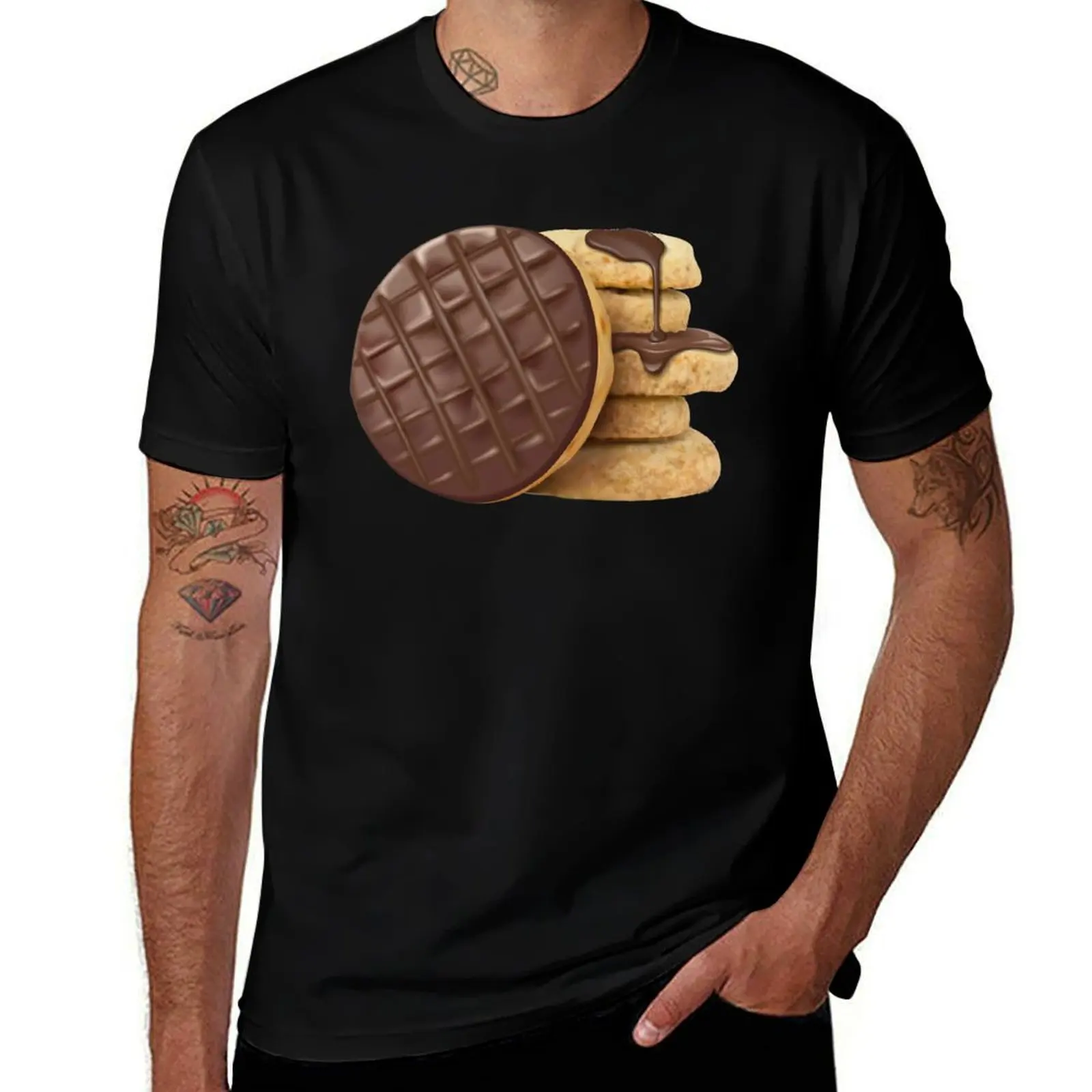 Camisetas para hombre, camiseta para galletas, anime, camiseta de leche para hombre, anime de Chocolate digestivo
